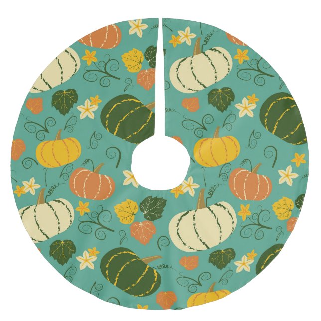 Pumpor, löv: vegetabiliska mönster hösten julgransmatta borstad polyester (Framsidan)
