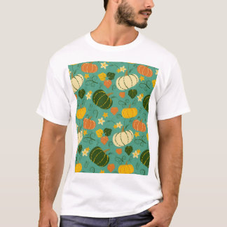 Pumpor, löv: vegetabiliska mönster hösten t shirt