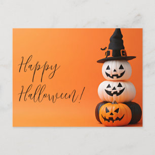 Pumpor med ett Witch Hat Halloween-hälsningskort Vykort