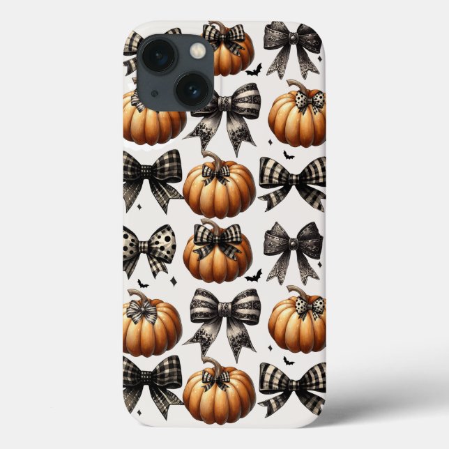 Pumpor och Bows iphone case-Halloween Fall Grått (Baksida)