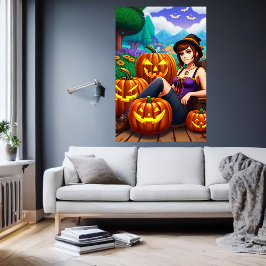 Pumpor och en ung dam | AI Art Poster