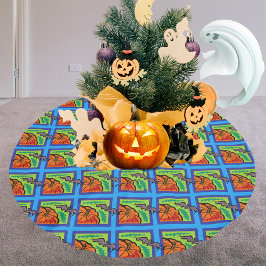 Pumpor och Fladdermus i Mönster, Namn, Halloween,  Julgransmatta Borstad Polyester