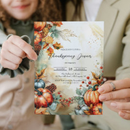 Pumpor och Gräs Cones Thanksgiving Inbjudningar