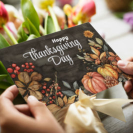 Pumpor och Löv Happy thanksgiving Julkort