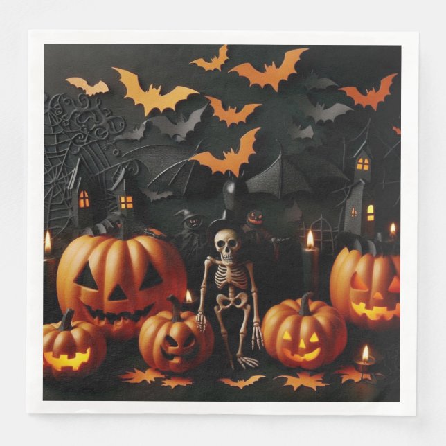Pumpor och skelett pappersservett (Framsida)