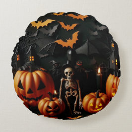 Pumpor och skelett rund kudde