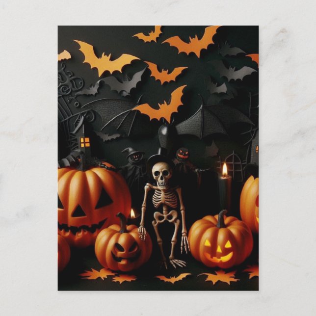 Pumpor och skelett vykort (Framsida)