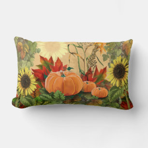 Pumpor och solblommor, blommor lumbarkudde