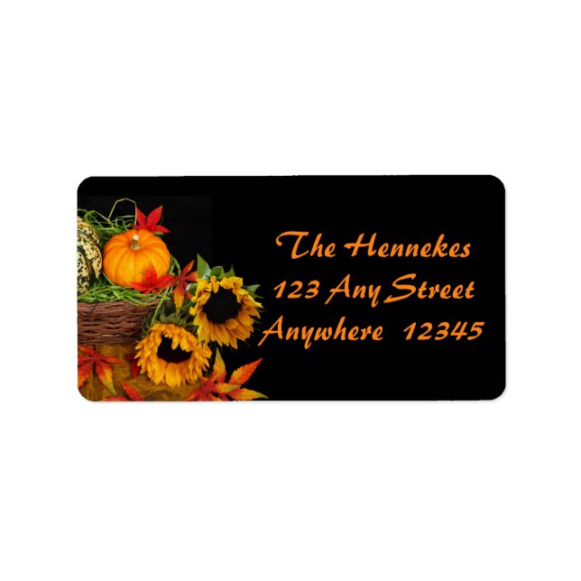Pumpor och solrosor adressetikett (Framsidan)