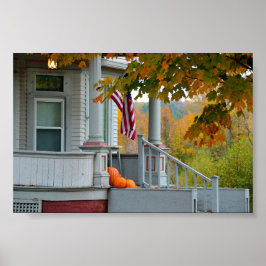 Pumpor på en Vermont Porch på hösten. Poster