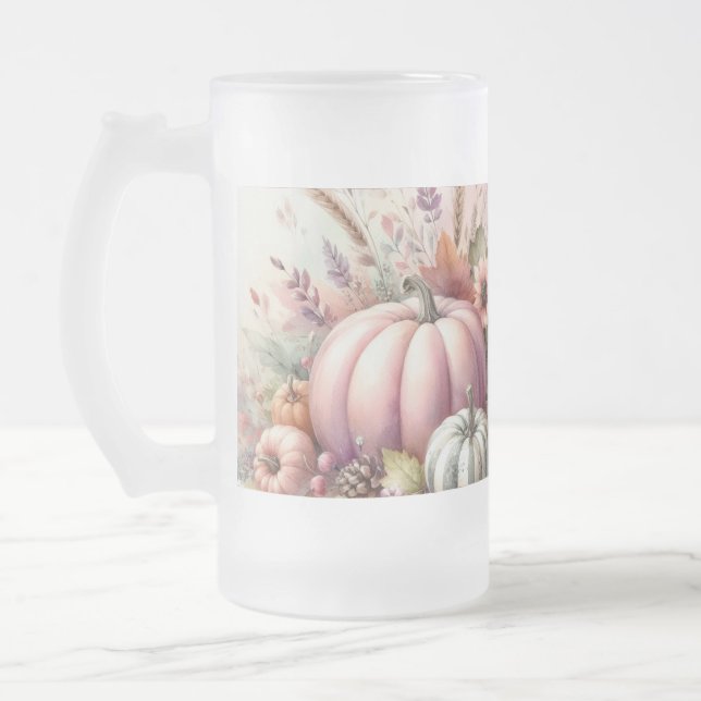 Pumpor pastel färg vattenfärgsmålning frostat ölglas (Vänster)