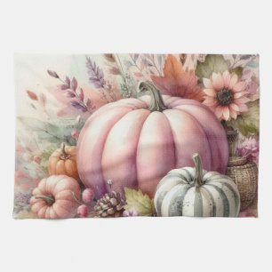Pumpor pastel färg vattenfärgsmålning kökshandduk