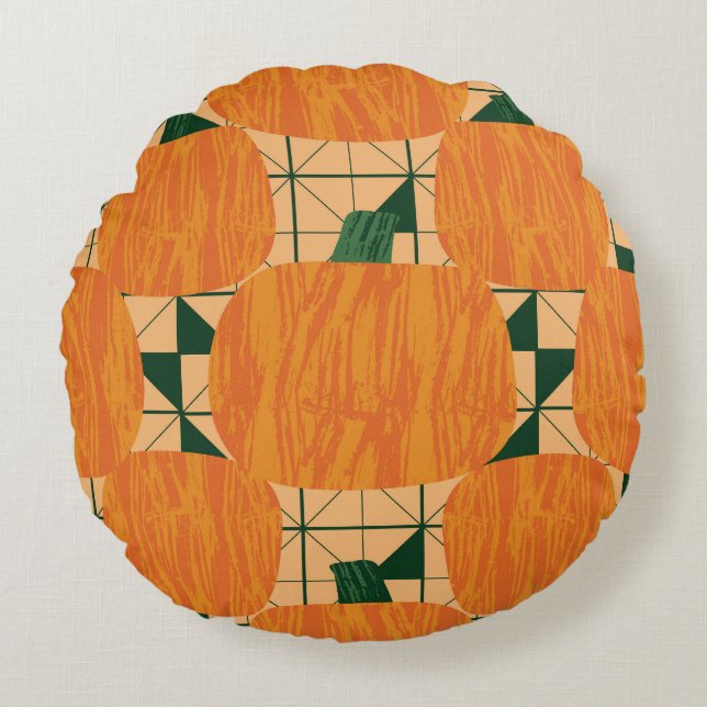 Pumpor: Retro Geometric Triangle. Rund Kudde (Framsidan)