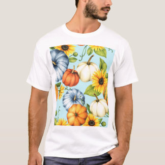 Pumpor, solrosor, illustration av vattenfärg t shirt