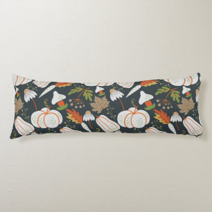 Pumpor, sömlös blommigt mönster, svart och vit kroppskudde