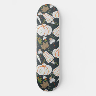 Pumpor, sömlös blommigt mönster, svart och vit mini skateboard bräda 18,5 cm