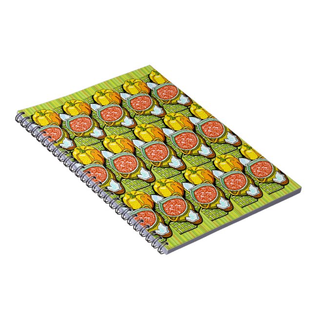 Pumpor, Soppa och Stripe-bakgrund Anteckningsbok (Högra Sidan)