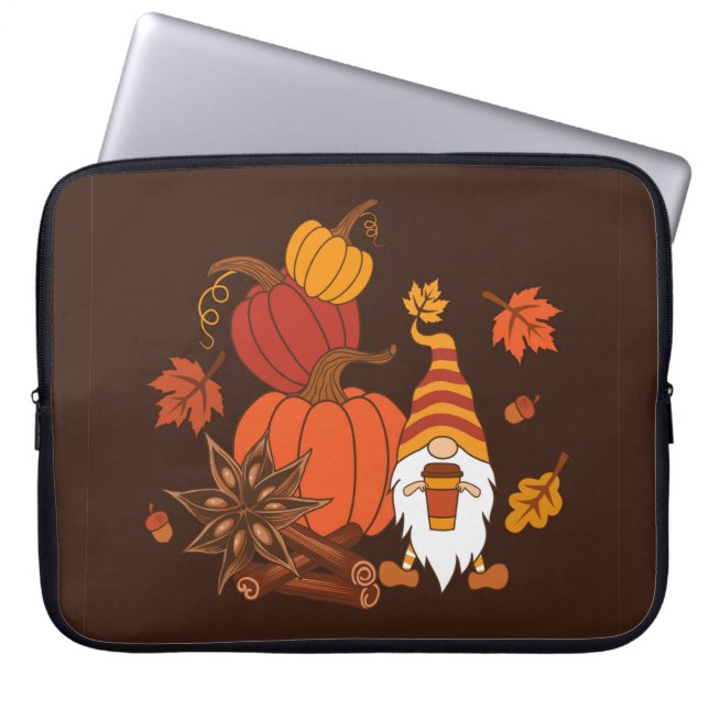 Pumpor, stjärnanis, kanel, höstleav laptop fodral (Framsidan)