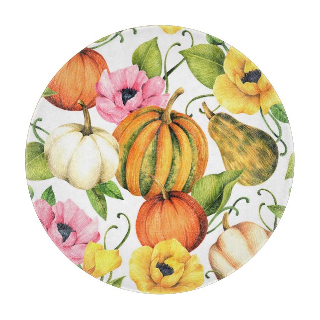 Pumpor Sunblommor: Watercolor Mönster Design (Framsidan)