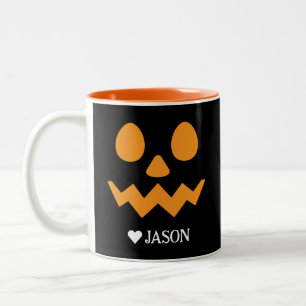 Pumppumpa i Happy halloween boo Ansikte Två-Tonad Mugg