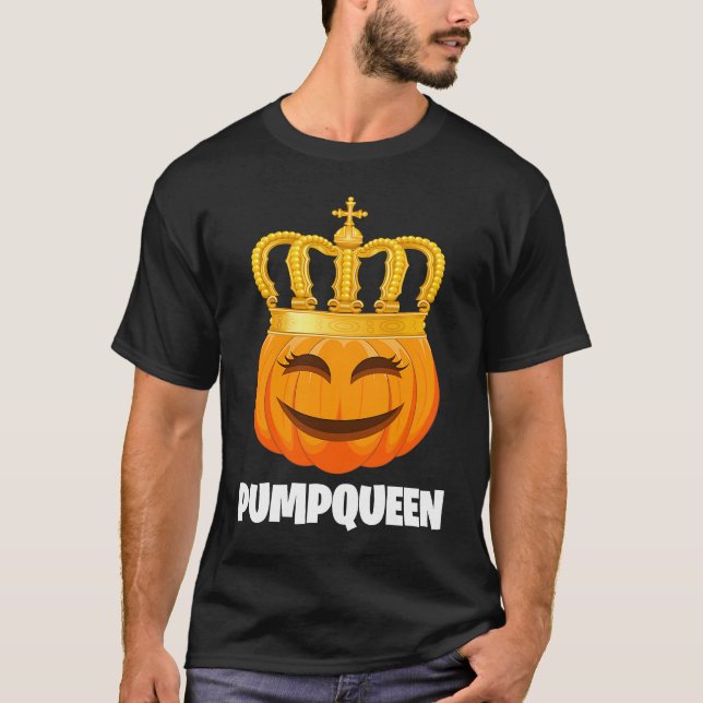 Pumpqueen Couples Halloween Pumpkin T Shirt (Framsida)
