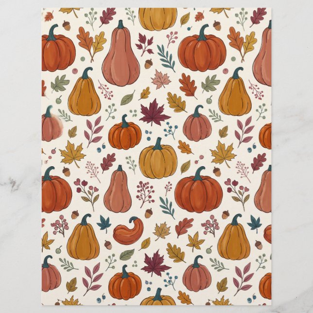 Pumpska och höstlöv Scrapbookpapper (Framsida)