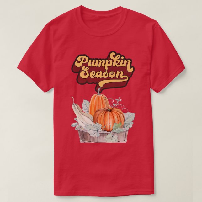Pumpussäsong,hej fall,höst löv,höst och f t shirt (Design framsida)