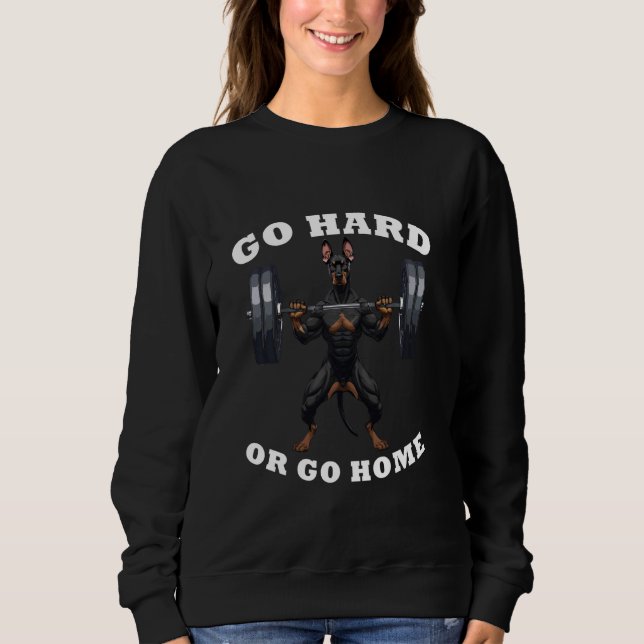 Pumpvikt Lyftning Funny Doberman Pinscher T Shirt (Framsida)