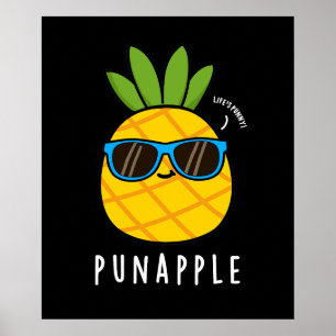 Pun-apple Funny Fruit Pineapple Pun Mörk BG Poster
