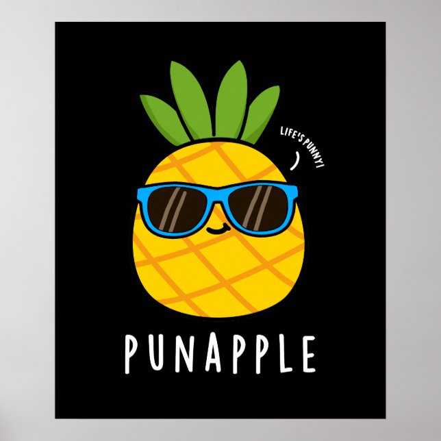 Pun-apple Funny Fruit Pineapple Pun Mörk BG Poster (Framsidan)