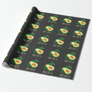Pun av frigående katt Avocado Cute Vegetable Anim Presentpapper