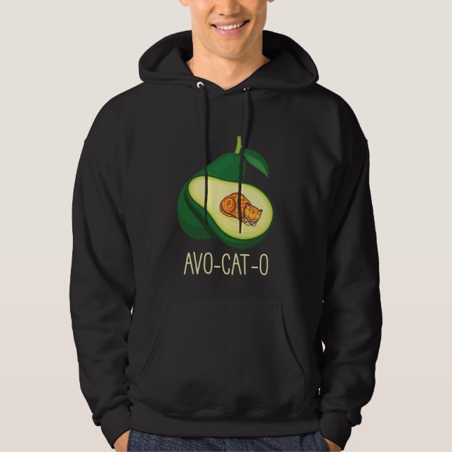 Pun av frigående katt Avocado Cute Vegetable Anima Hoodie (Framsida)