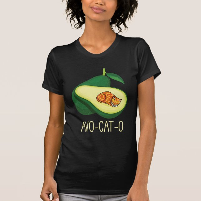 Pun av frigående katt Avocado Cute Vegetable Anima T Shirt (Framsida)