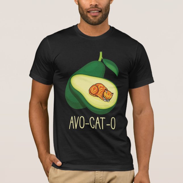 Pun av frigående katt Avocado Cute Vegetable Anima T Shirt (Framsida)