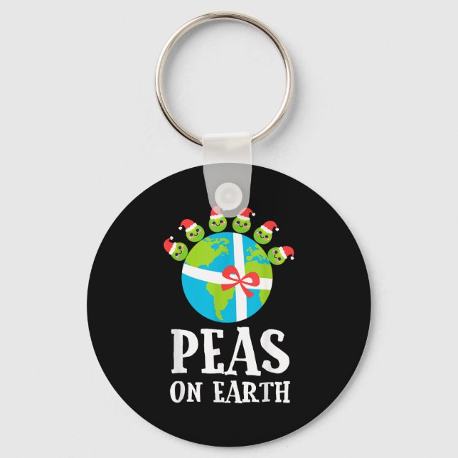 Pun Christmas Sayings Peas On Earth Funny Xmas Gif Nyckelring (Framsida)
