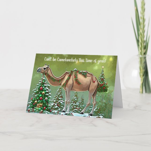 Pun-kort för Camel Cute Jul-Helgdag Kort (Framsida)