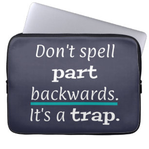 Pun Part Backwards Funny Pappa Joke English Teache Laptop Fodral