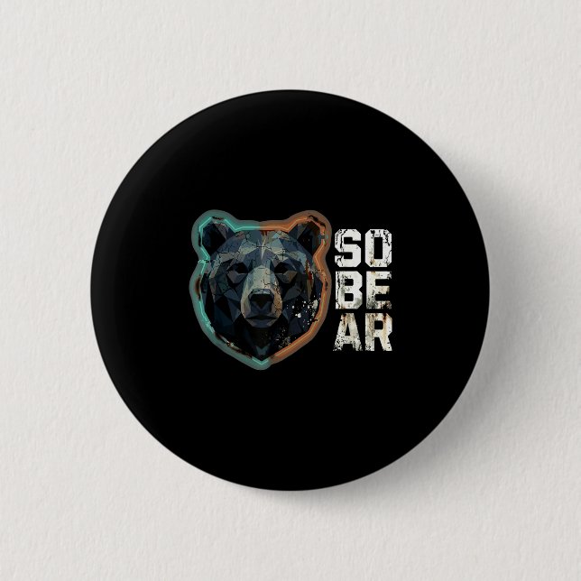 Pun Sober Bear SoBear Recovery Sobriety Knapp (Framsida)