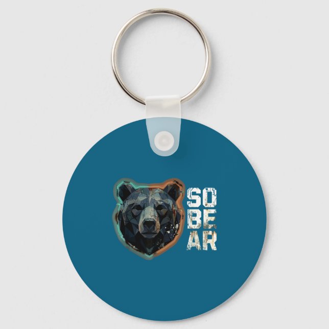 Pun Sober Bear SoBear Recovery Sobriety Laugh Nyckelring (Framsida)