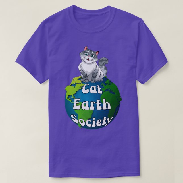 Pun söt katt på jordgloben, Cat Earth Society  T Shirt (Design framsida)