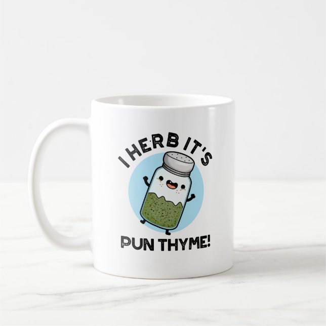 Pun Thyme Funny Food Herb Pun Kaffemugg (Vänster)