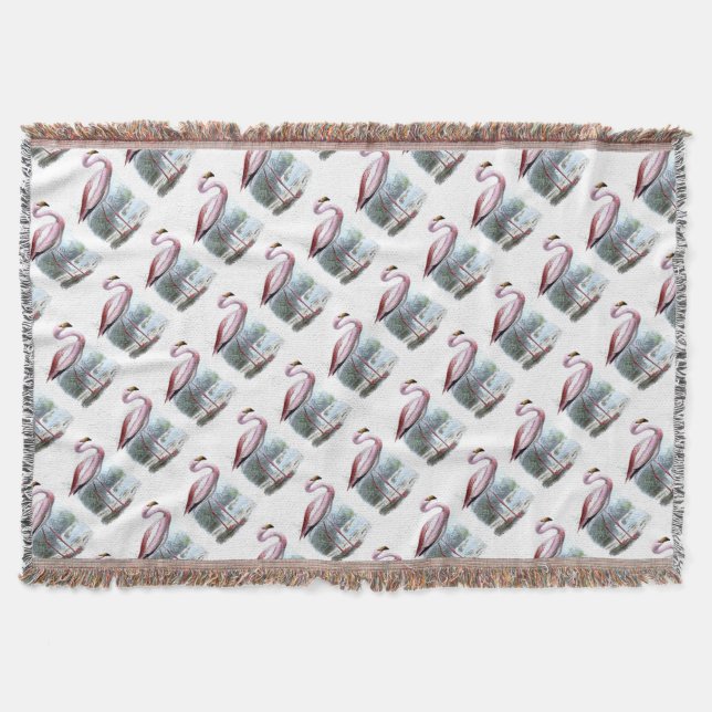 Puna Flamingo Vintage Illustration Filt (Framsidan)