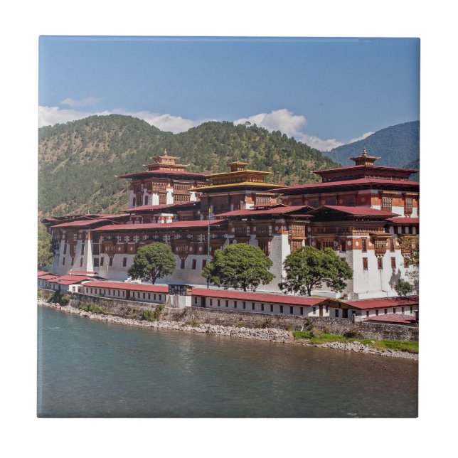 Punakha Dzong-klostret - Bhutan, Asien Kakelplatta (Framsidan)