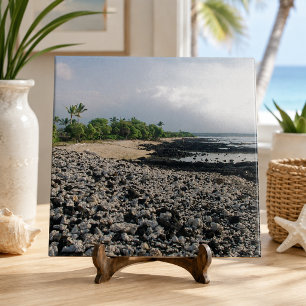 Punaluʻu svarta sandstranden Hawaii Big Island Kakelplatta
