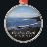 Punalu'u Black Sand Beach Hawaii Digital Oil Paint Julgransprydnad Metall<br><div class="desc">Njut av det vackra fotot av Punalu'u Beach,  de vackra svarta sandstränderna på den stora ön Hawaii! Foto © av HawaiiSands</div>