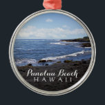 Punalu'u Black Sand Beach Hawaii Digital Oil Paint Julgransprydnad Metall<br><div class="desc">Njut av det vackra fotot av Punalu'u Beach,  de vackra svarta sandstränderna på den stora ön Hawaii! Foto © av HawaiiSands</div>