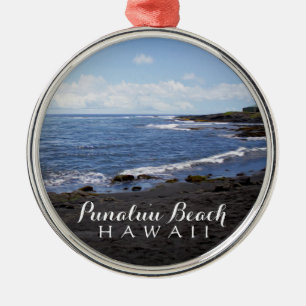 Punalu'u Black Sand Beach Hawaii Digital Oil Paint Julgransprydnad Metall