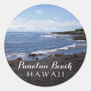 Punalu'u Black Sand Beach Hawaii Digital Oil Paint Runt Klistermärke