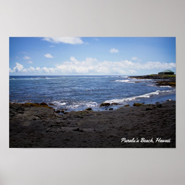 Punalu'u Black Sand Beach ・ Hawaii Poster (Framsidan)