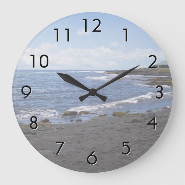 Punalu'u Black Sand Beach Hawaii Stor Klocka (Framsida)